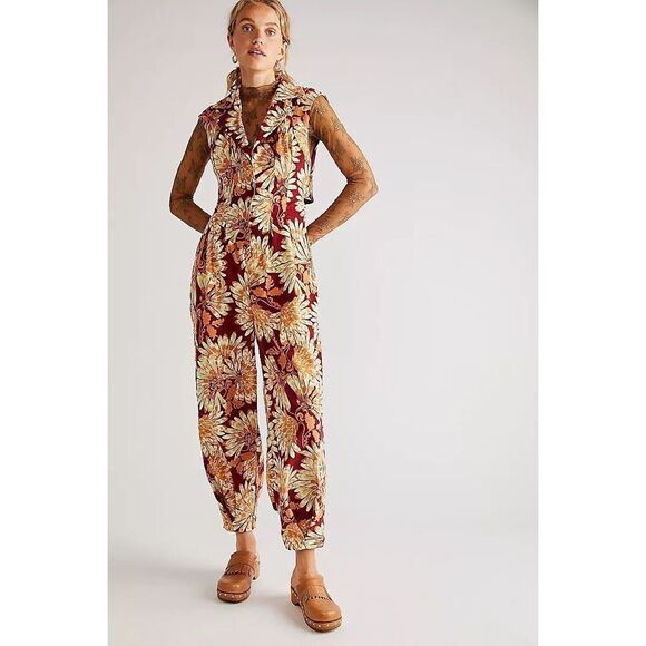 Free People Shasta Printed Cord One Piece Size M - Picture 1 of 8